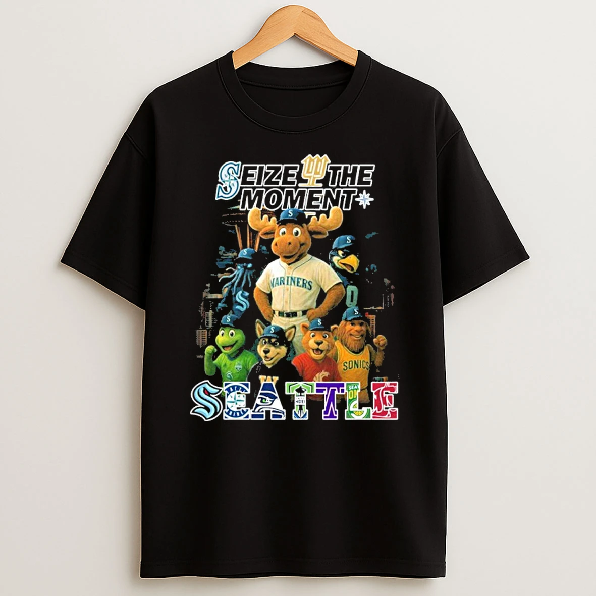 Seize The Moment Seattle Sports Teams Mascots Tshirt Hoodie