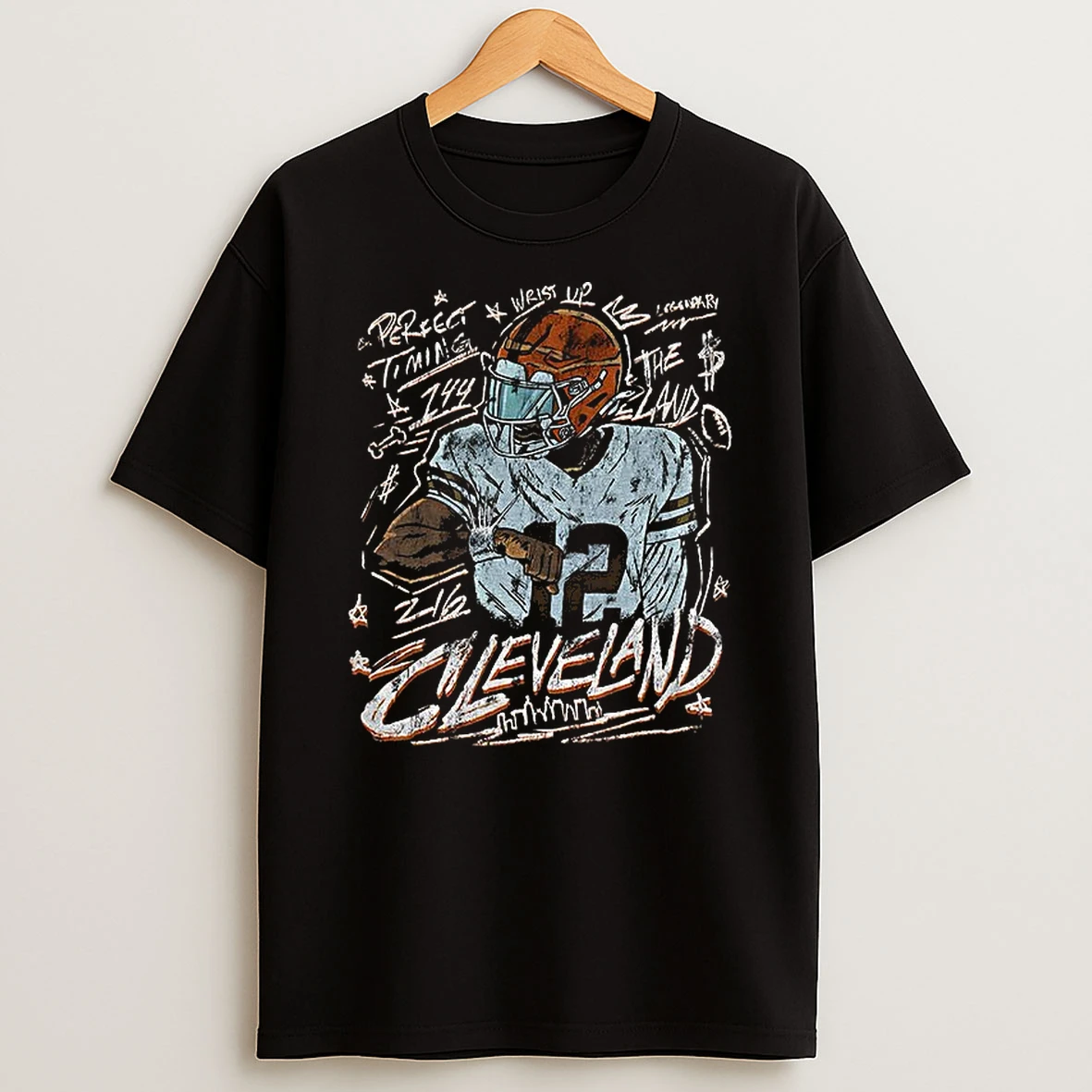 Shedeur Sanders 12 Cleveland Browns Nfl Football Perfect Timing Wrist Up Vintage Tshirt Hoodie