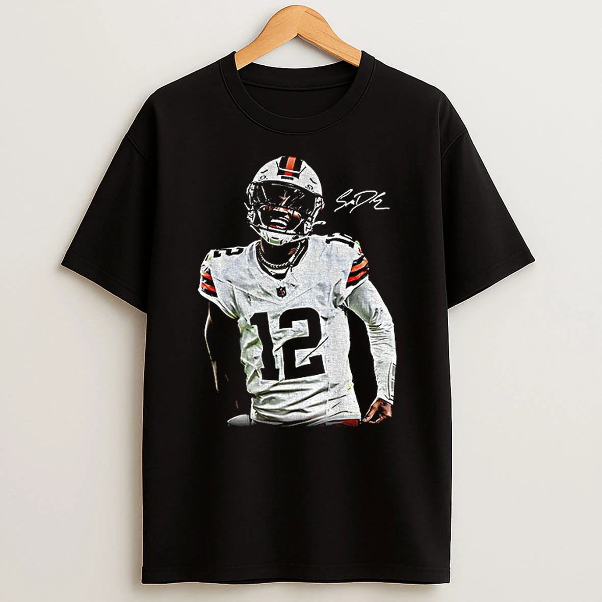 Shedeur Sanders The Debut 12 Cleveland Browns Nfl Football Signature Tshirt Hoodie