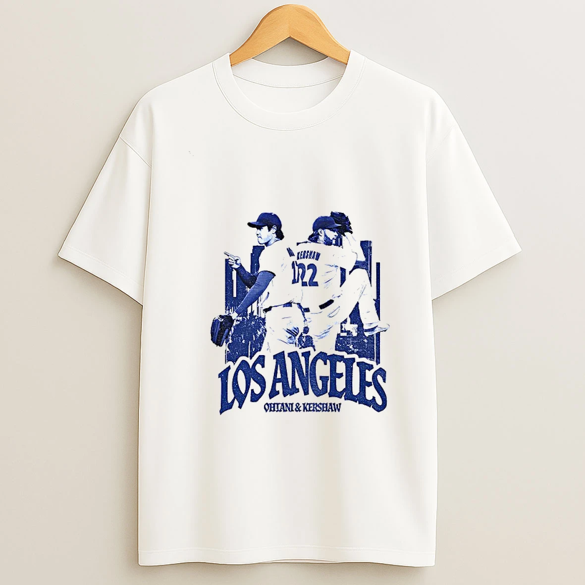 Shohei Ohtani And Clayton Kershaw Los Angeles Dodgers City Skyline Mlb Baseball Vintage Tshirt Hoodie