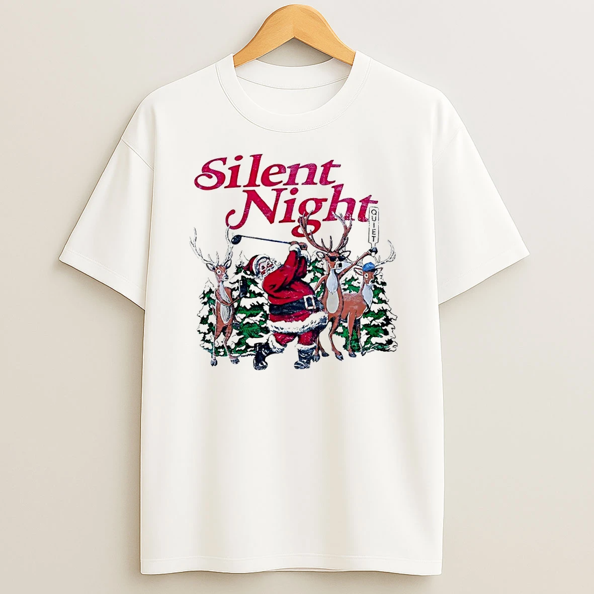 Silent Night Golf Santa Circle Tshirt Hoodie