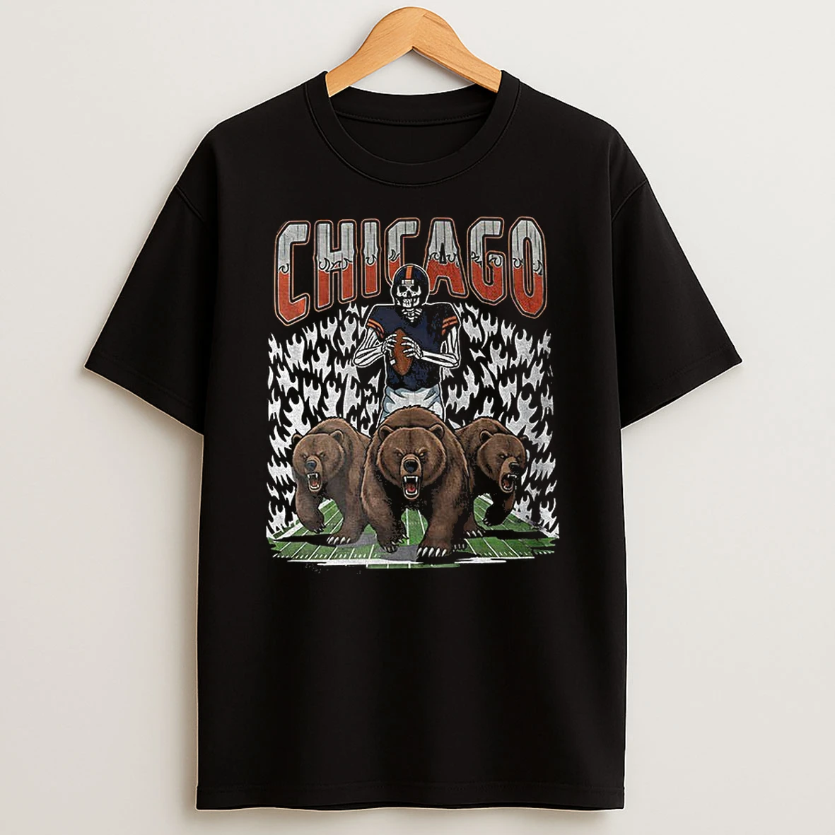 Skeleton Bears Running Chicago Bears Football Game Day 2025 Tshirt Hoodie