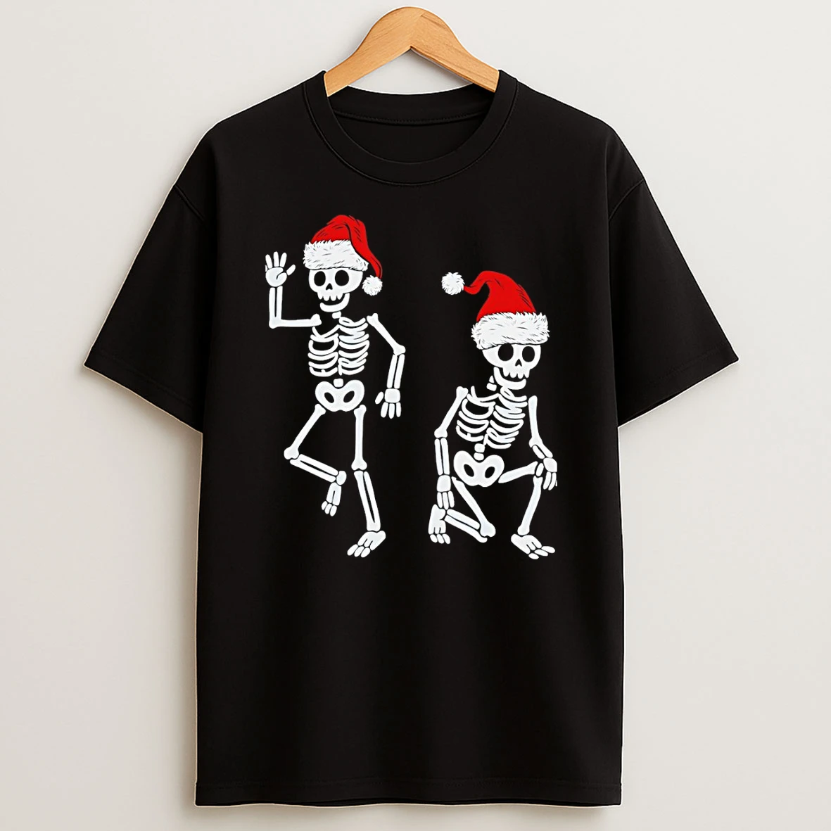 Skeleton Santa Hat Anti Trump Merry Christmas Tshirt Hoodie
