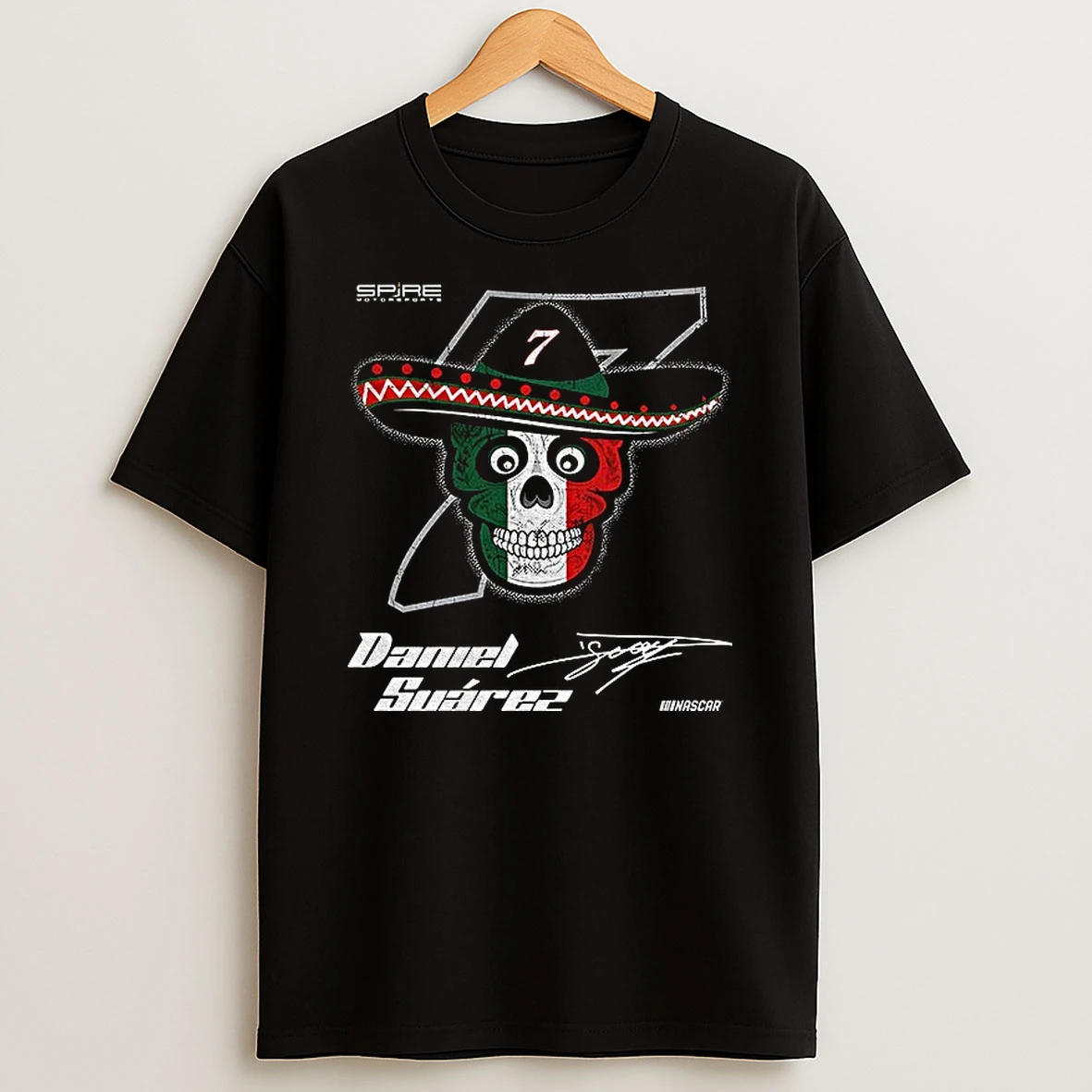 Skull Daniel Suarez 7 Classic Ink Spire Motorsports Nascar Signature Tshirt Hoodie
