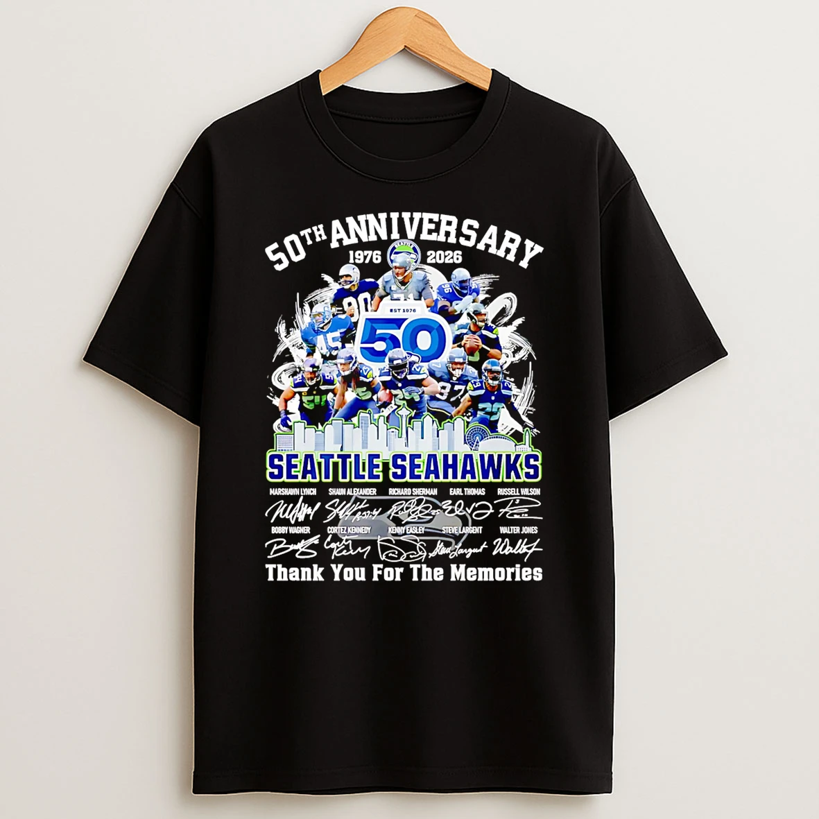 Skyline 50th Anniversary 1976 2026 Seattle Seahawks Thank You For The Memories Tshirt Hoodie