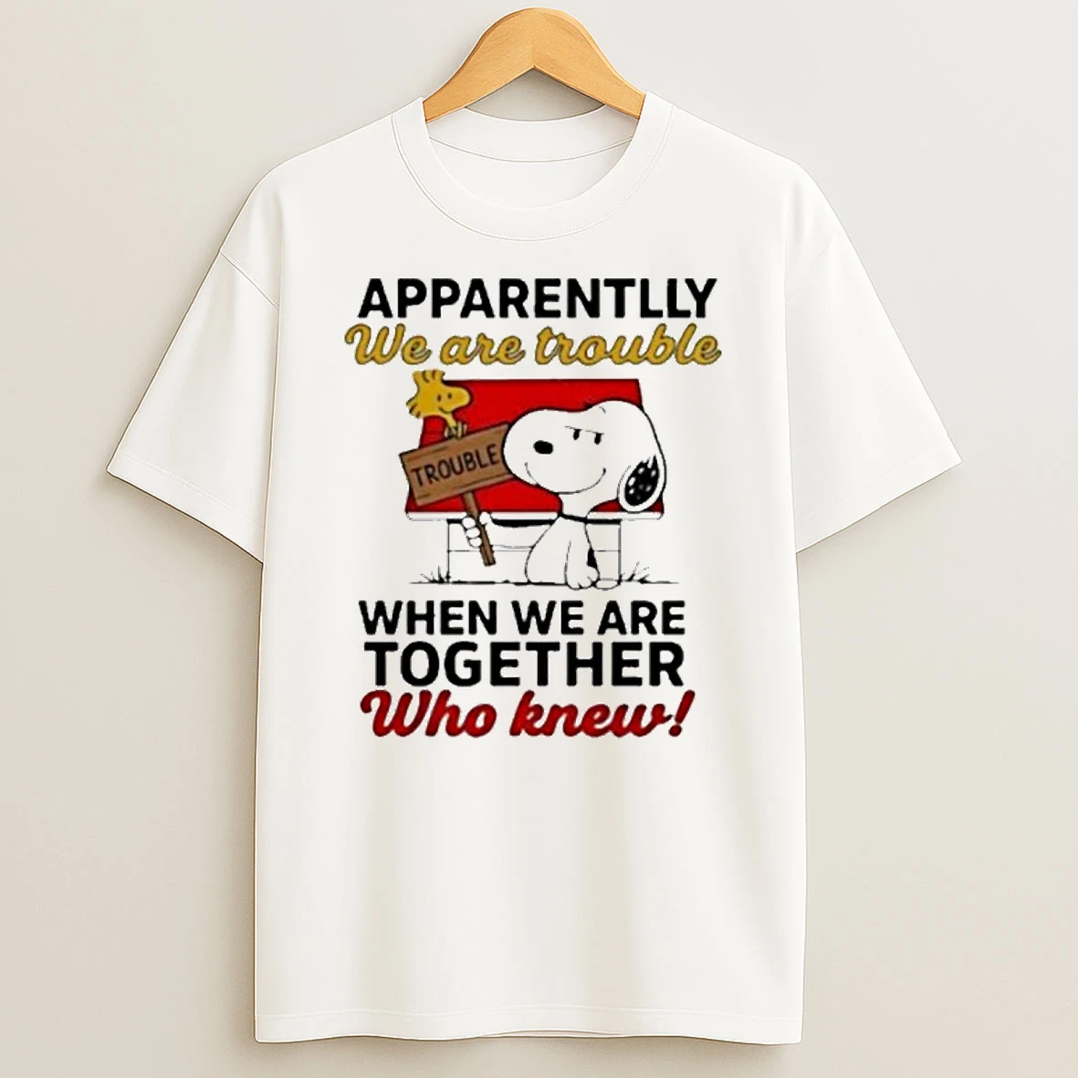 Snoopy And Woodstock Apparently We Are Trouble When We Are Together Who Knew Tshirt Hoodie