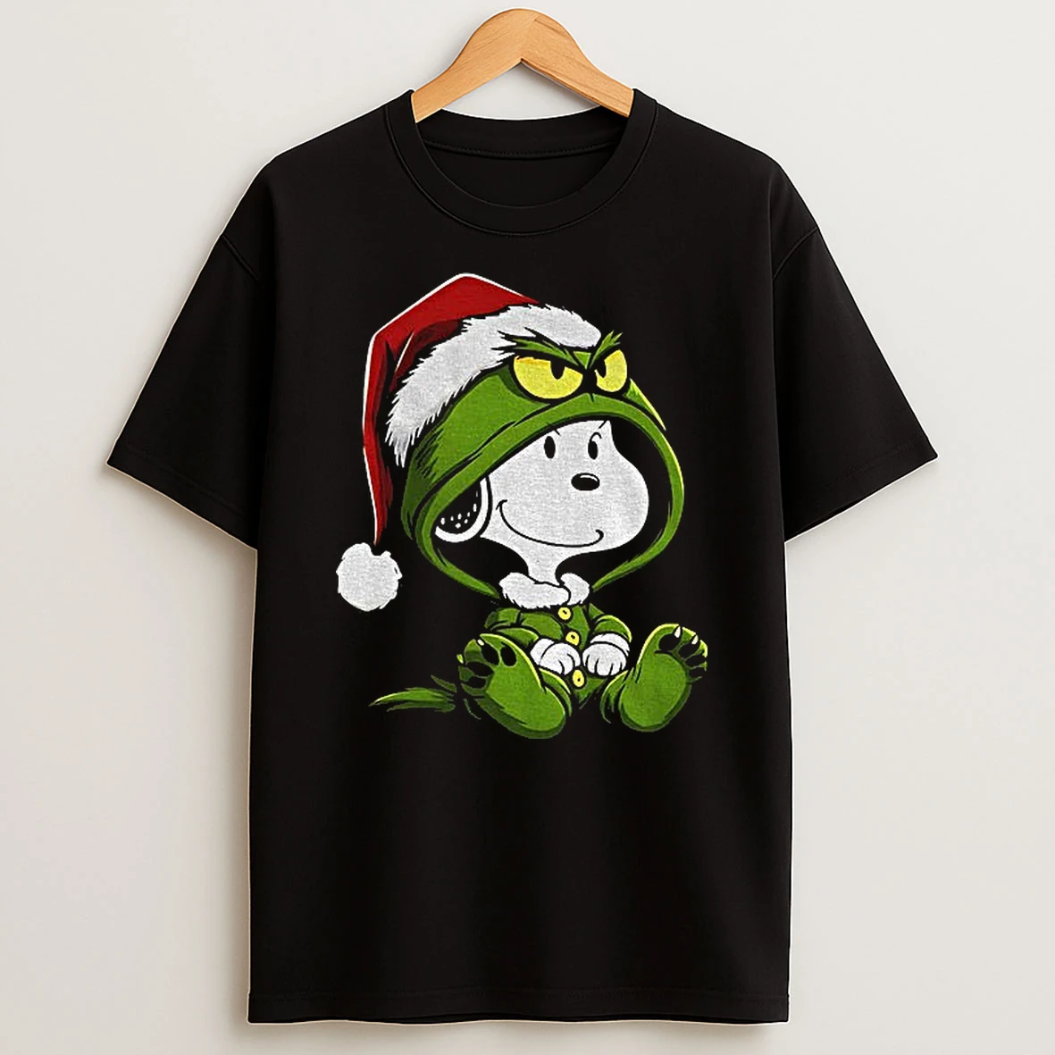 Snoopy Grinch Santa Hat Cute Cartoon Merry Christmas Tshirt Hoodie