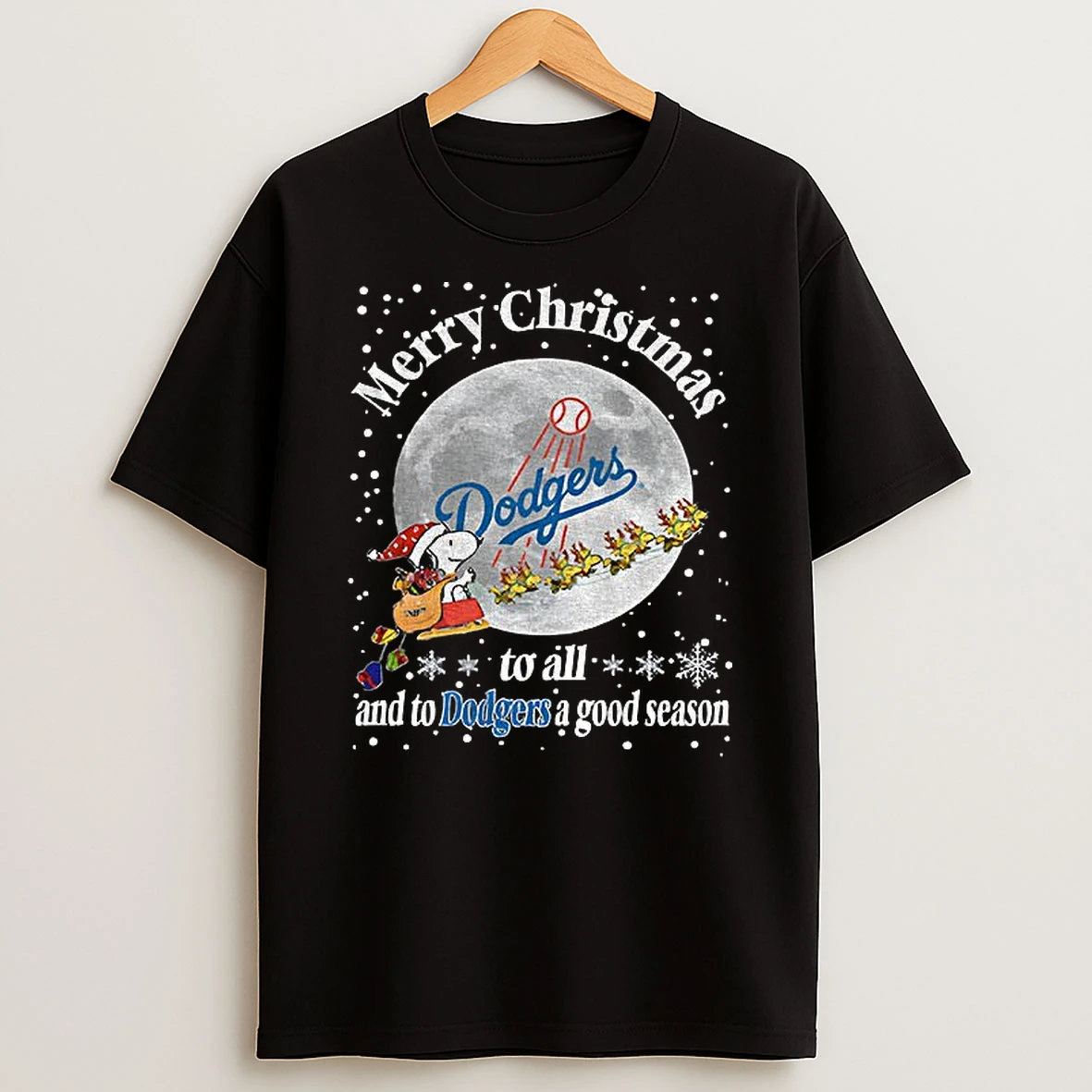 Snoopy Los Angeles Dodgers Merry Christmas To All And To Dodgers A Good Season Mlb Baseball Tshirt Hoodie