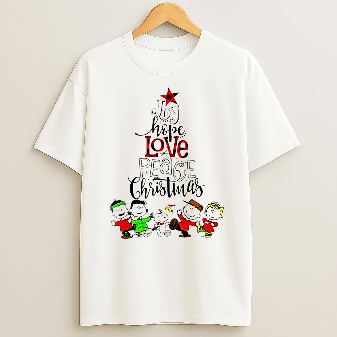 Snoopy And Peanuts Joy Hope Love Peace Merry Christmas Tshirt Hoodie