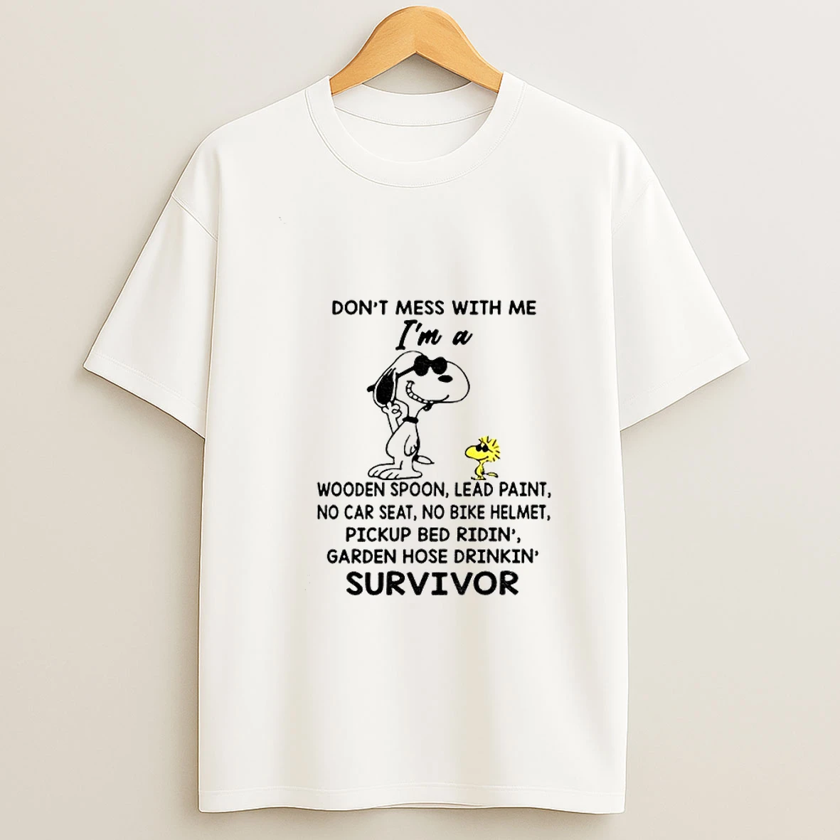 Snoopy And Woodstock Dont Mess With Me Im A Wooden Spoon Lead Paint No Car Seat Tshirt Hoodie