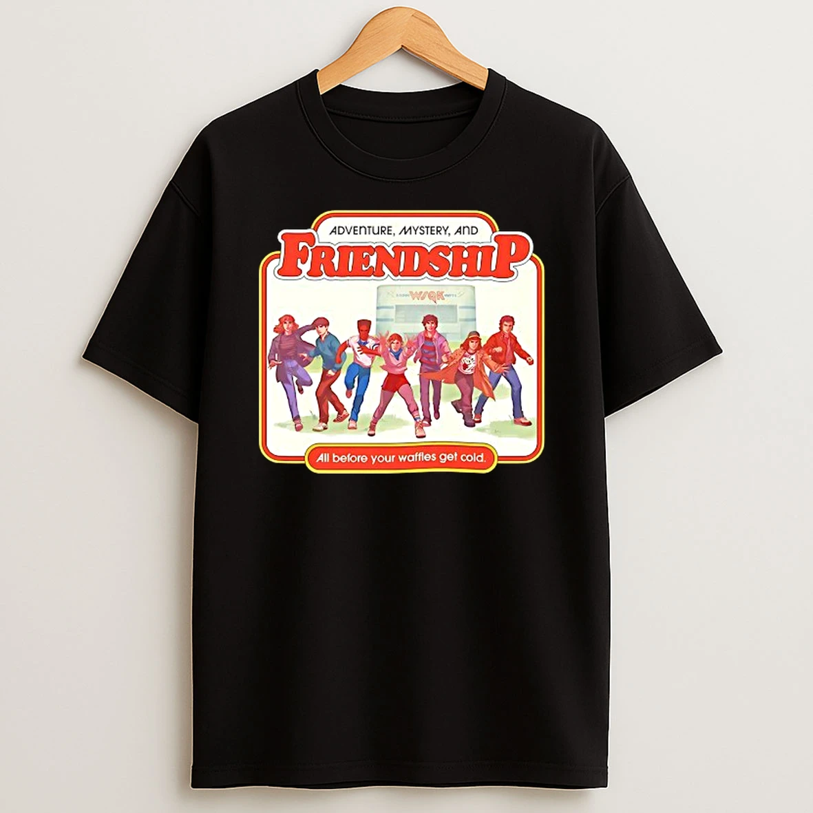 Starnger Things 5 Hawkins Happenings Adventure Mystery And Friendship All Before Your Waffles Get Cold Tshirt Hoodie