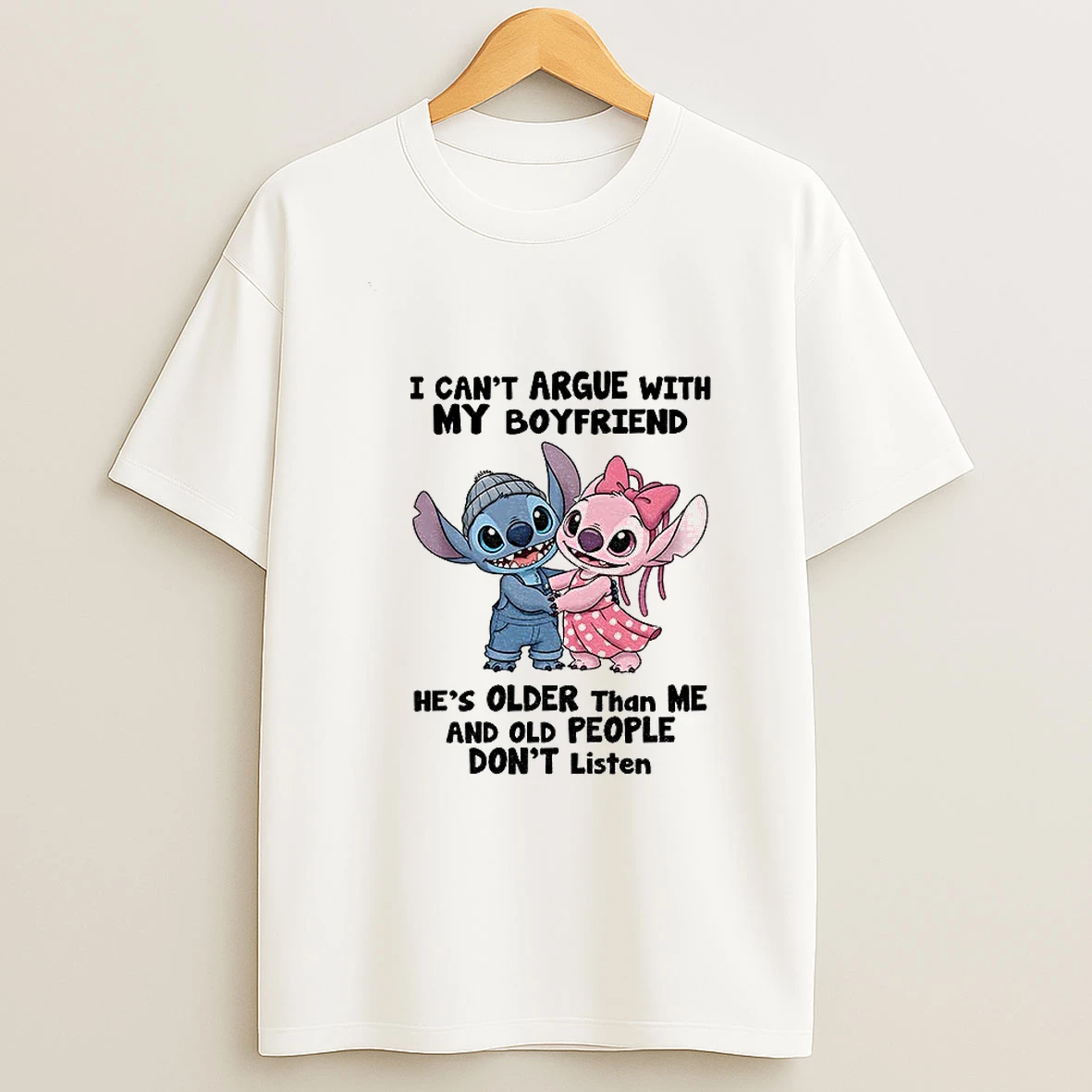 Stitch I Cant Argue With My Boyfriend Hes Older Than Me And Old People Dont Listen Tshirt Hoodie