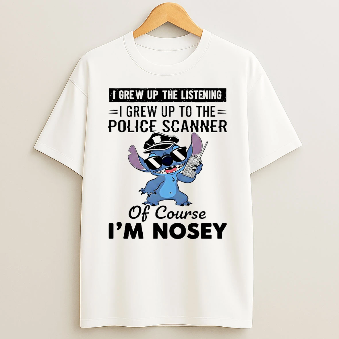 Stitch I Grew Up The Listening I Grew Up To The Police Scanner Circle Tshirt Hoodie