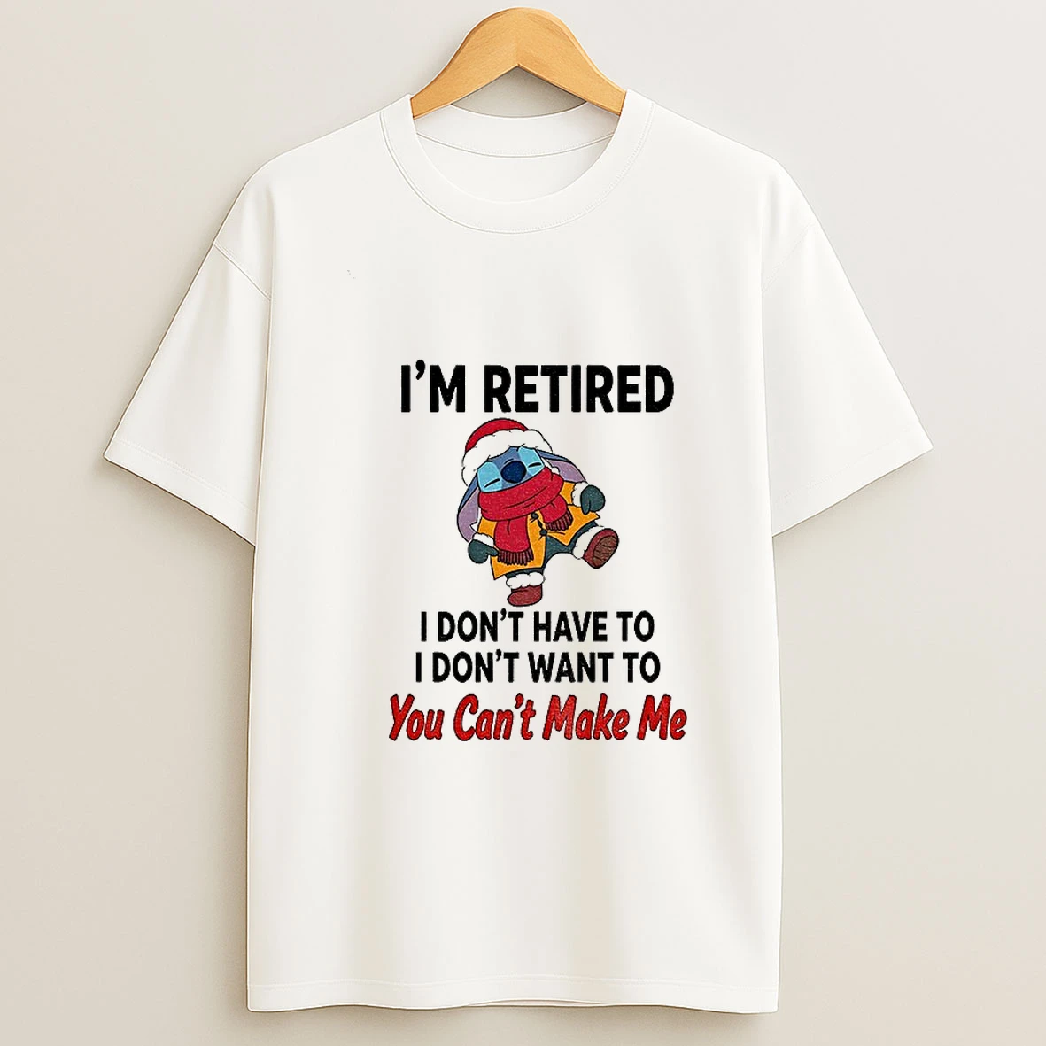 Stitch Santa Im Retired I Dont Have To I Dont Want To You Cant Make Me Christmas Tshirt Hoodie