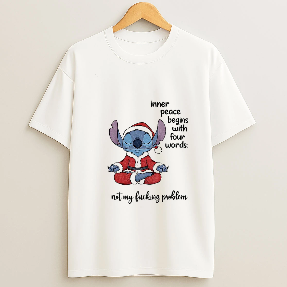 Stitch Santa Inner Peace Begins With Four Words Not My Fucking Problem Christmas Tshirt Hoodie
