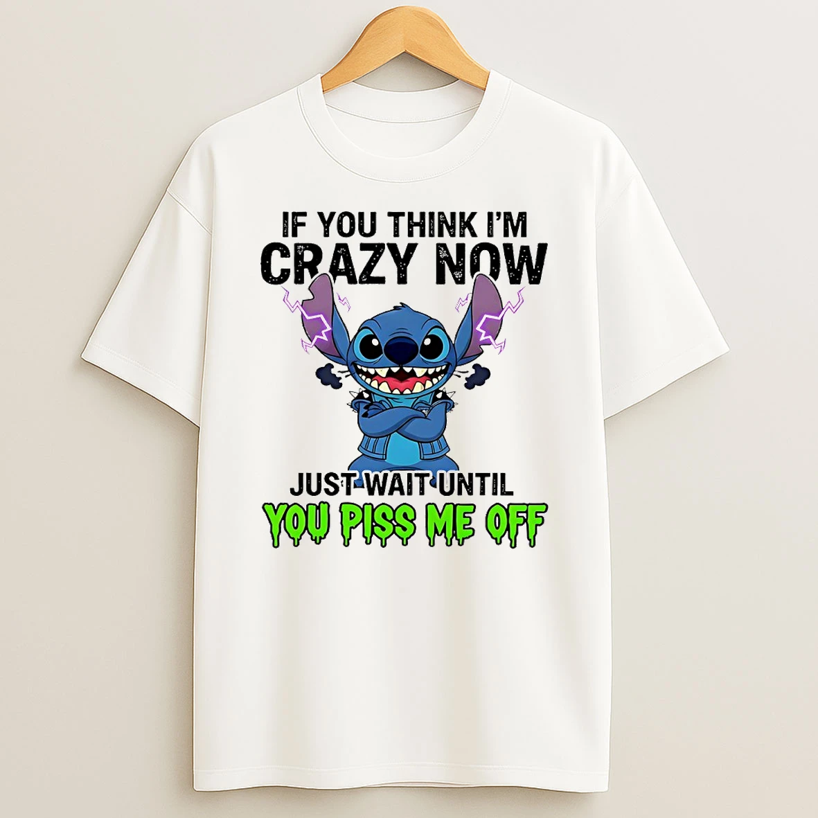Stitch If You Think Im Crazy Now Just Wait Until You Piss Me Off Circle Tshirt Hoodie