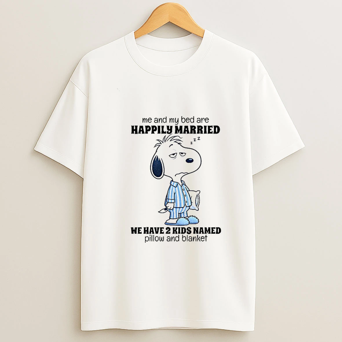 Stitch Me And My Bed Are Happily Married Z Zz We Have 2 Kids Named Pillow And Blanket Tshirt Hoodie