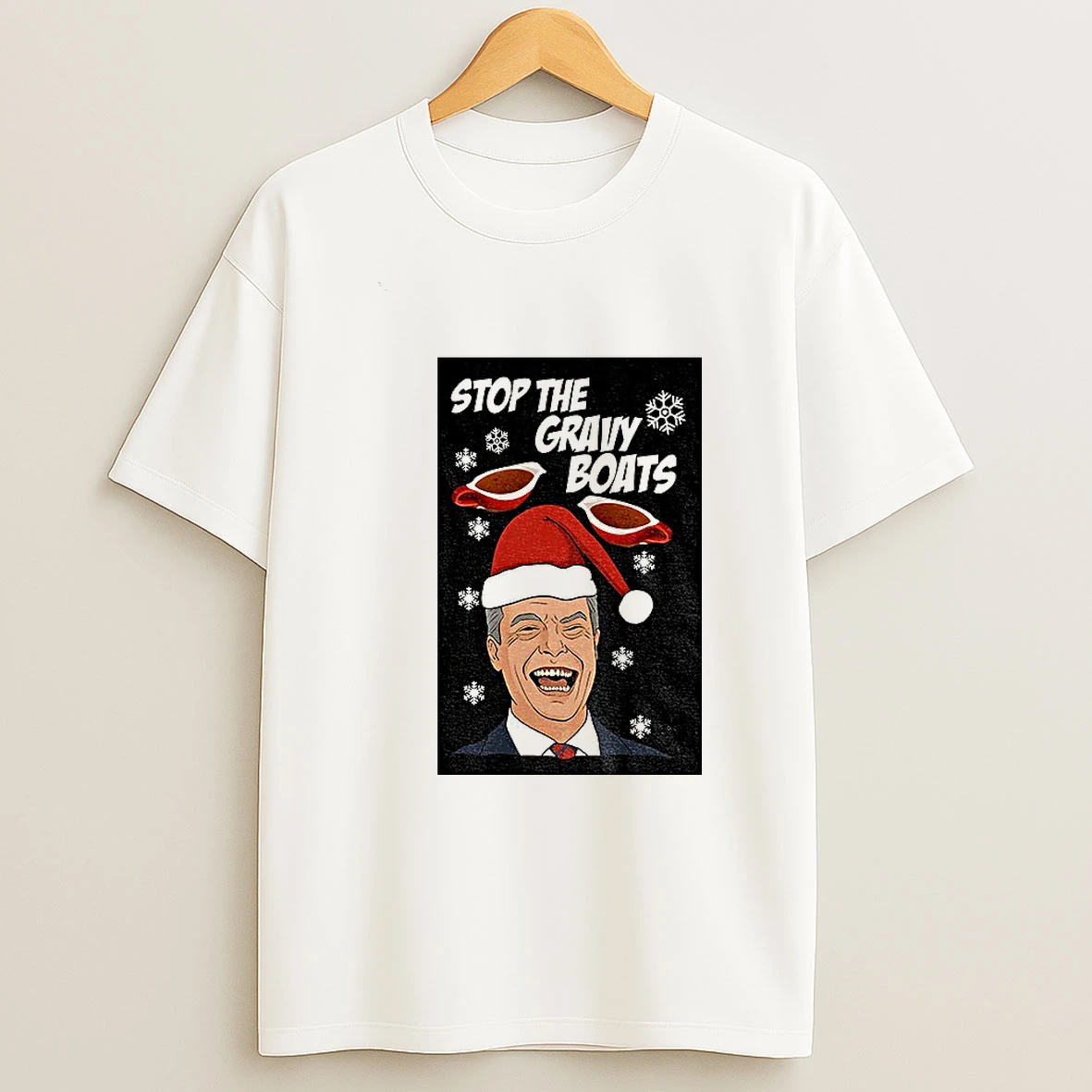 Stop The Gravy Boats Nigel Farage Funny Christmas Jumper Tshirt Hoodie
