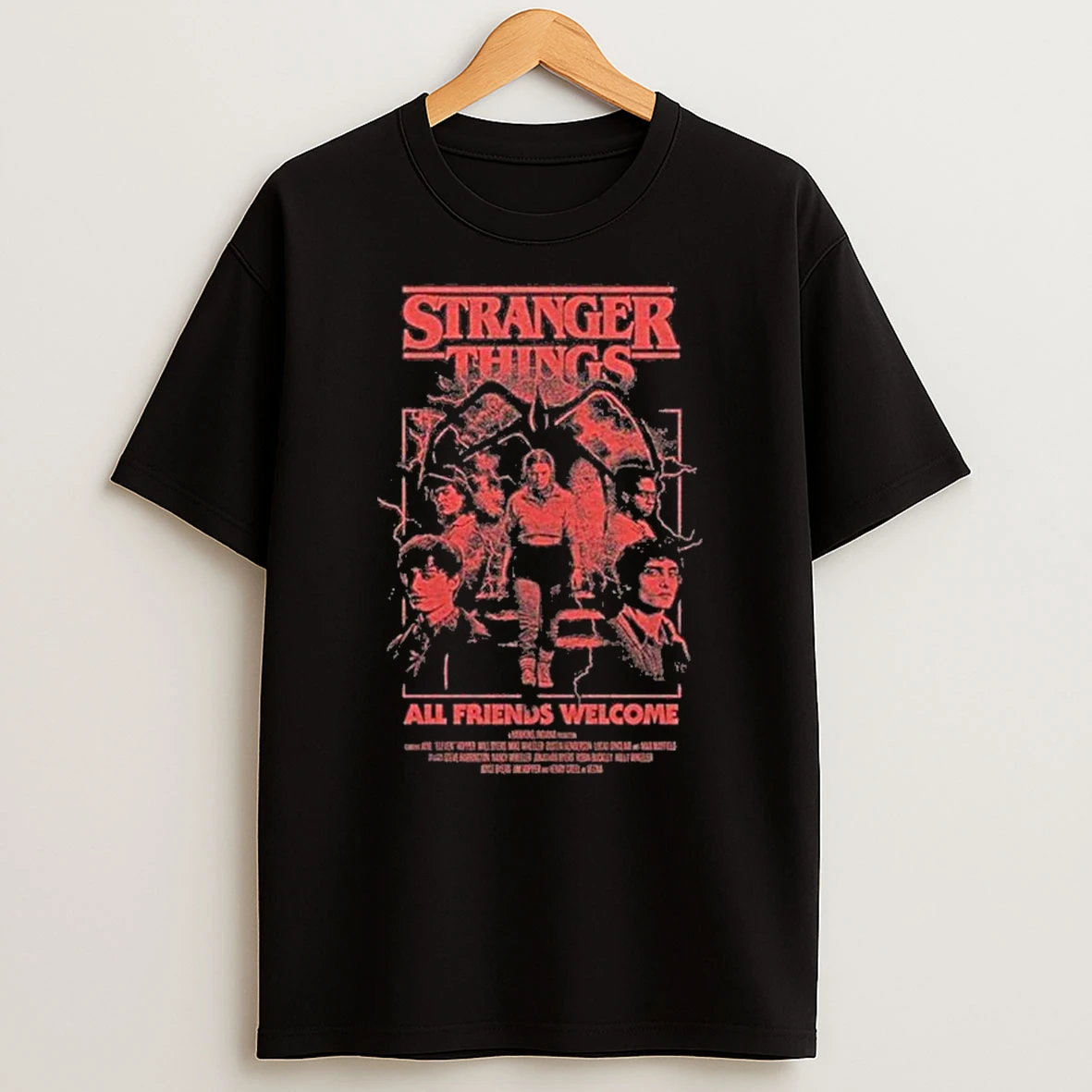 Stranger Things Black 5 All Friends Welcome Tshirt Hoodie