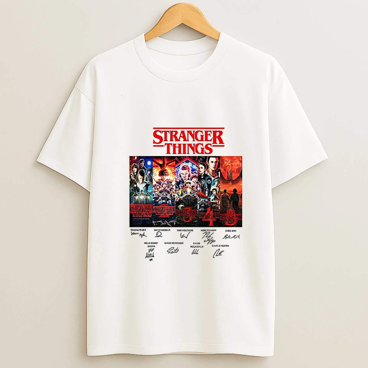 Stranger Things S1 S5 Vintage Graphic Movie Signature Tshirt Hoodie