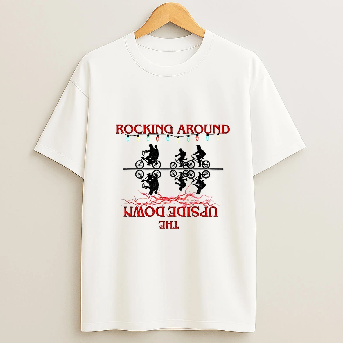 Stranger Things Cozy Rocking Around The Upside Down Christmas Tshirt Hoodie
