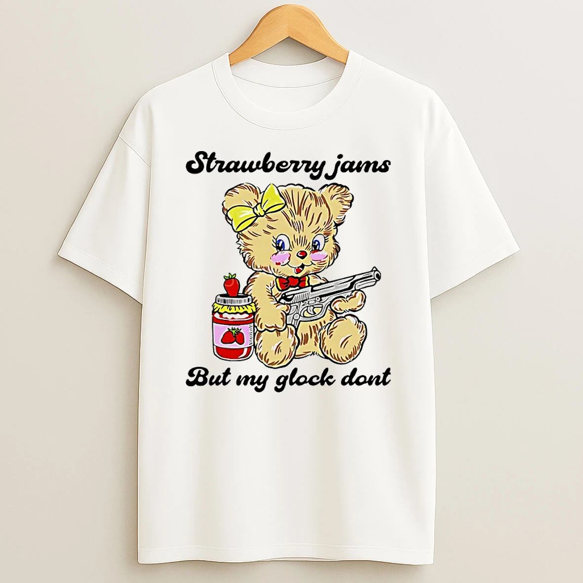 Strawberry Jams But My Glock Dont Bear Circle Tshirt Hoodie