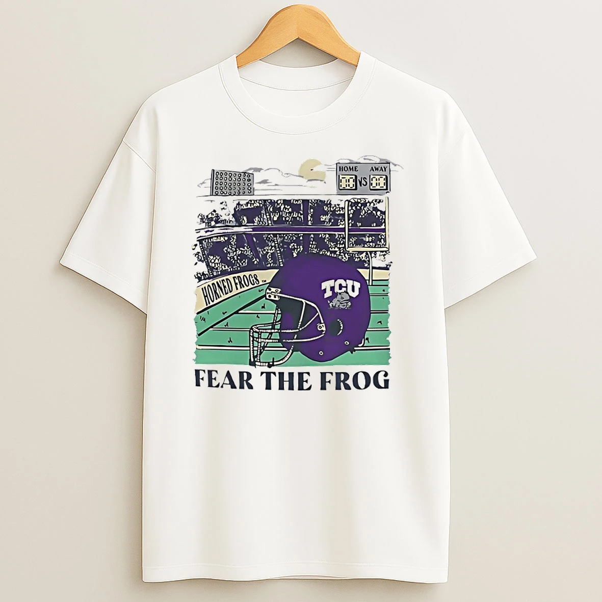 Tcu Horned Frogs Fear The Frog Helmet Circle Tshirt Hoodie