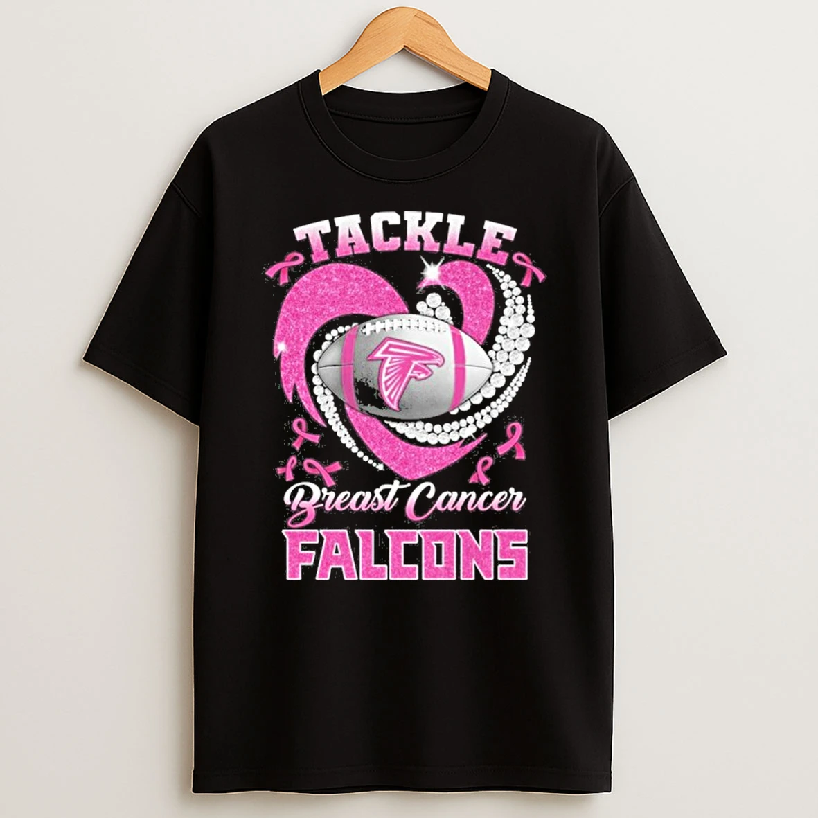 Tackle Breast Cancer Falcons Heart Ball Logo Tshirt Hoodie