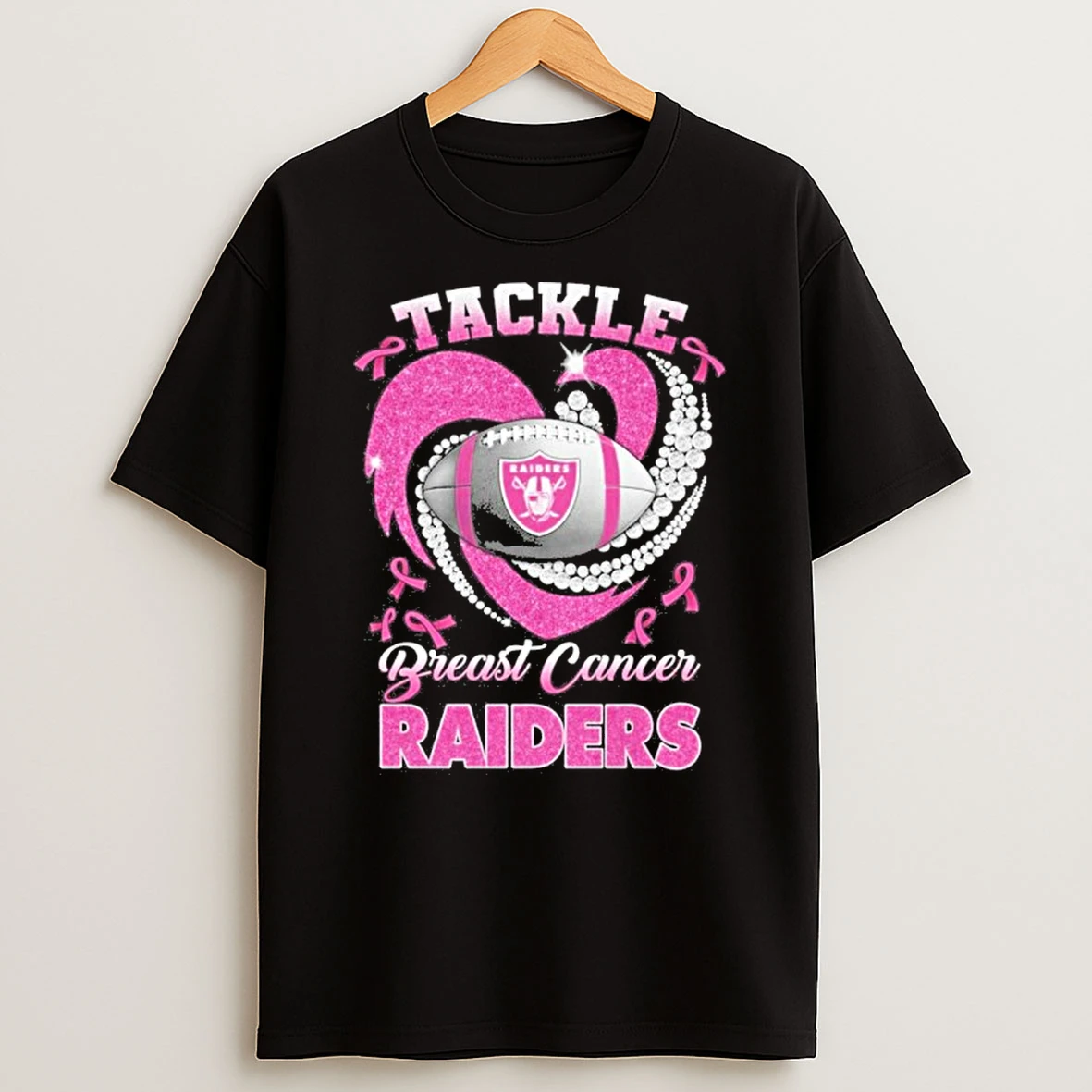 Tackle Breast Cancer Raiders Heart Ball Logo Tshirt Hoodie