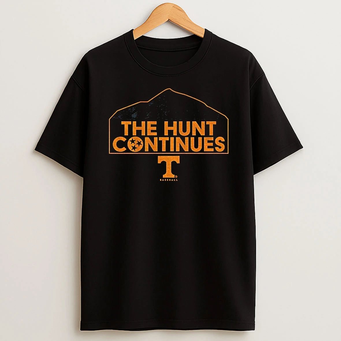 Tennessee Volunteers Baseball The Hunt Continues Mountain Logo Tshirt Hoodie