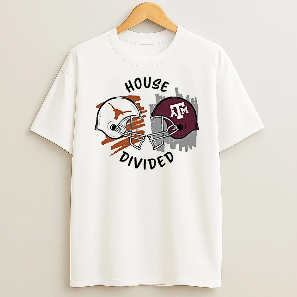 Texas Am Aggies Vs Texas Longhorns House Divided Helmet Tshirt Hoodie