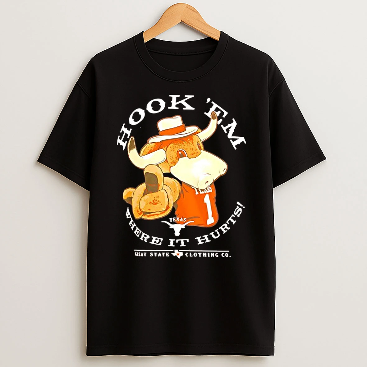 Texas Longhorns Hook Em Where It Hurts Mascot Tshirt Hoodie
