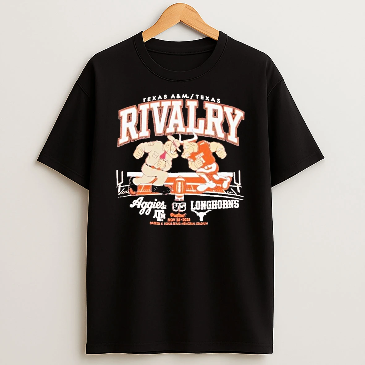 Texas Longhorns Standing Mascot Vs Aggies Tshirt Hoodie