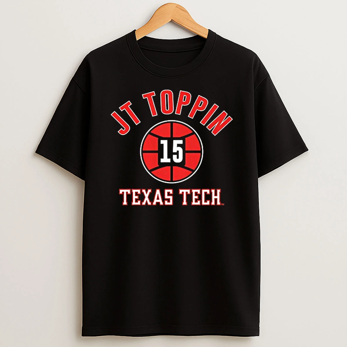 Texas Tech Red Raiders Basketball Jt Toppin 15 Name Number Ball Tshirt Hoodie