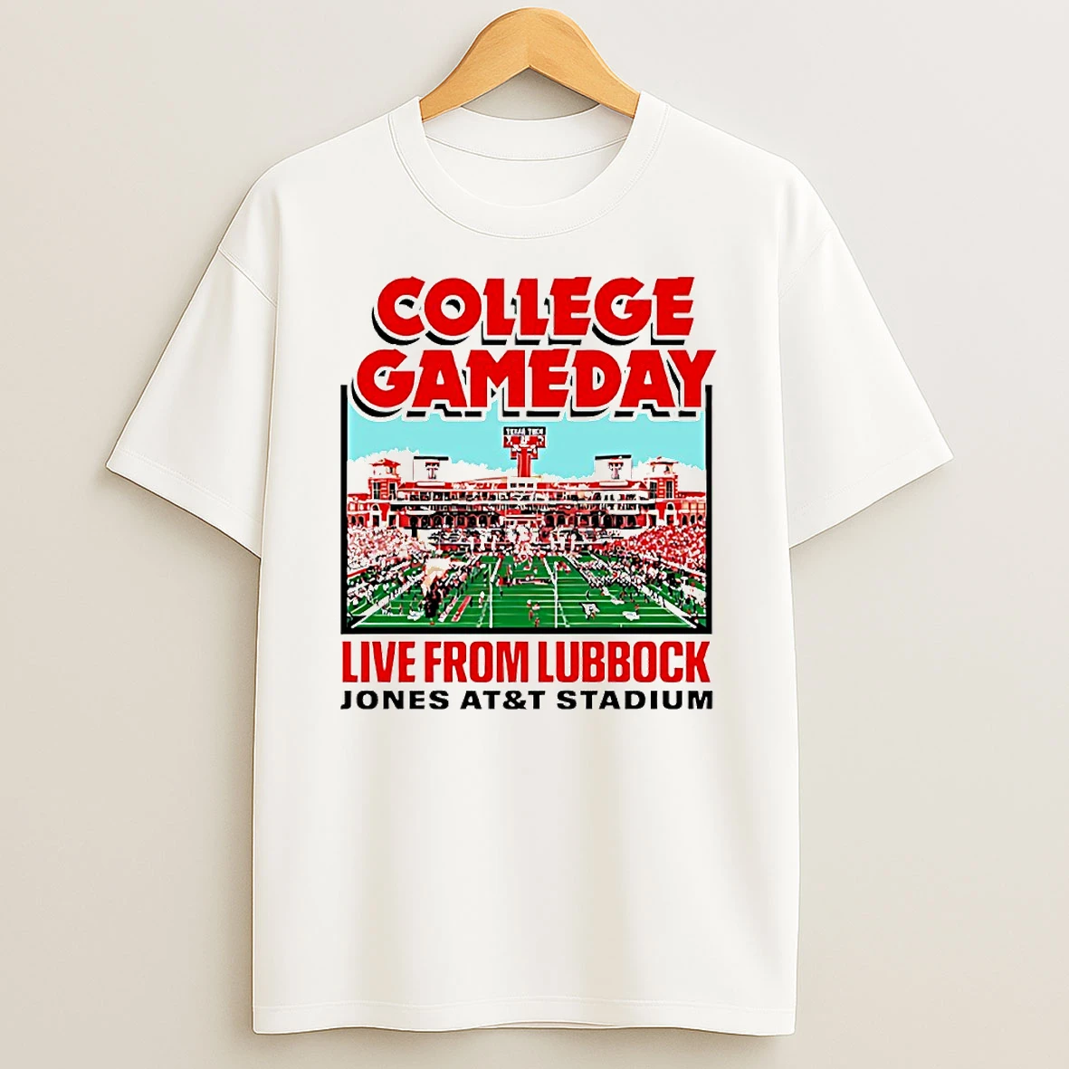 Texas Tech Red Raiders College Gameday Live From Lubbock Jones At And U Stadium Circle Tshirt Hoodie