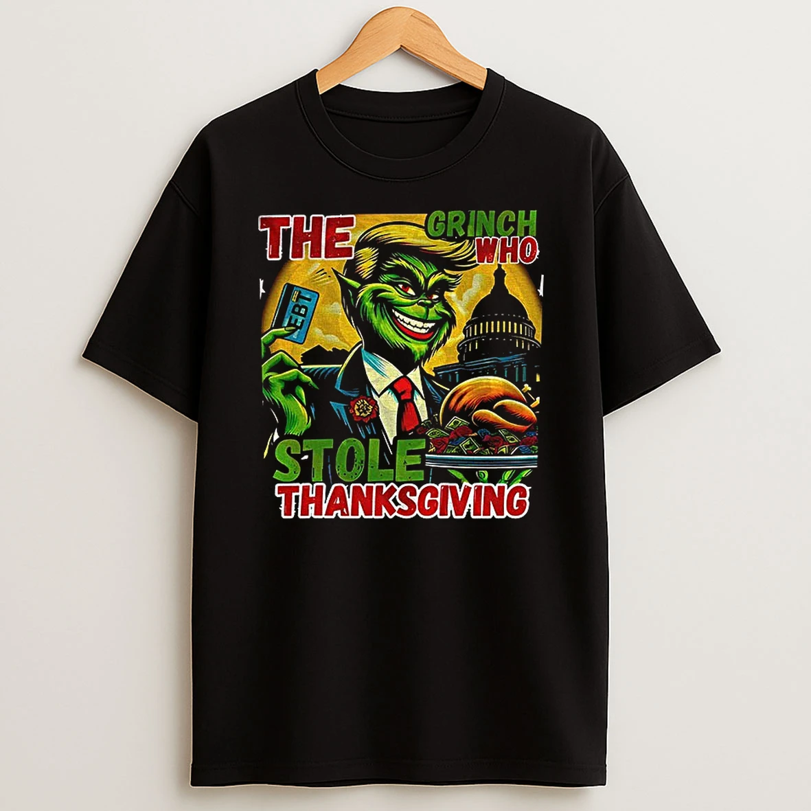 The Grinch Who Stole Thanksgiving Donald Trump Cartoon Tshirt Hoodie