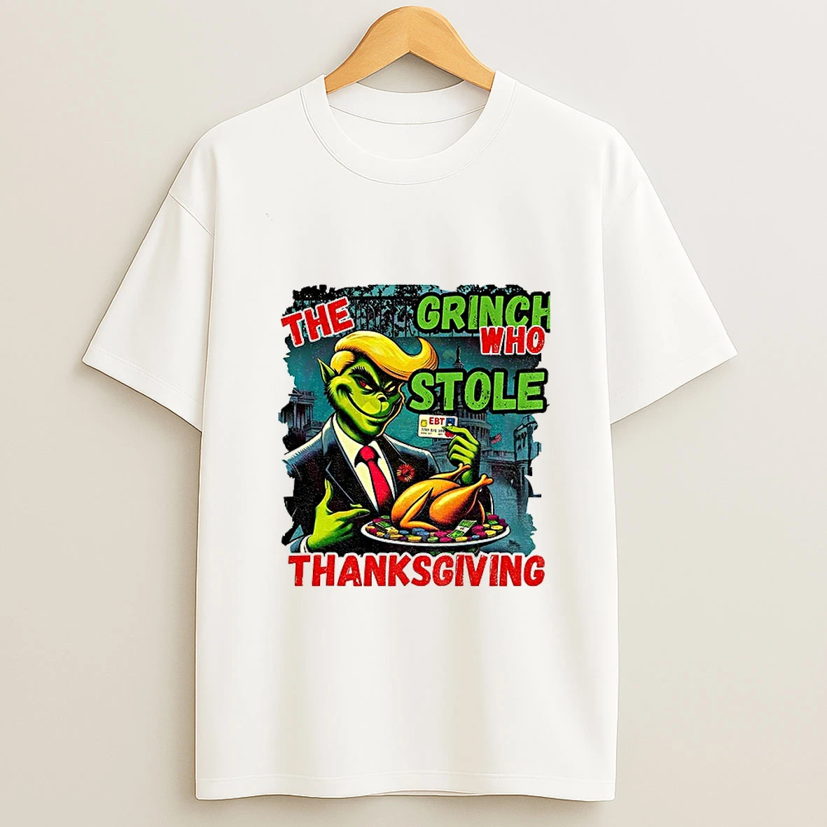 The Grinch Who Stole Thanksgiving Donald Trump Cartoon Image Tshirt Hoodie