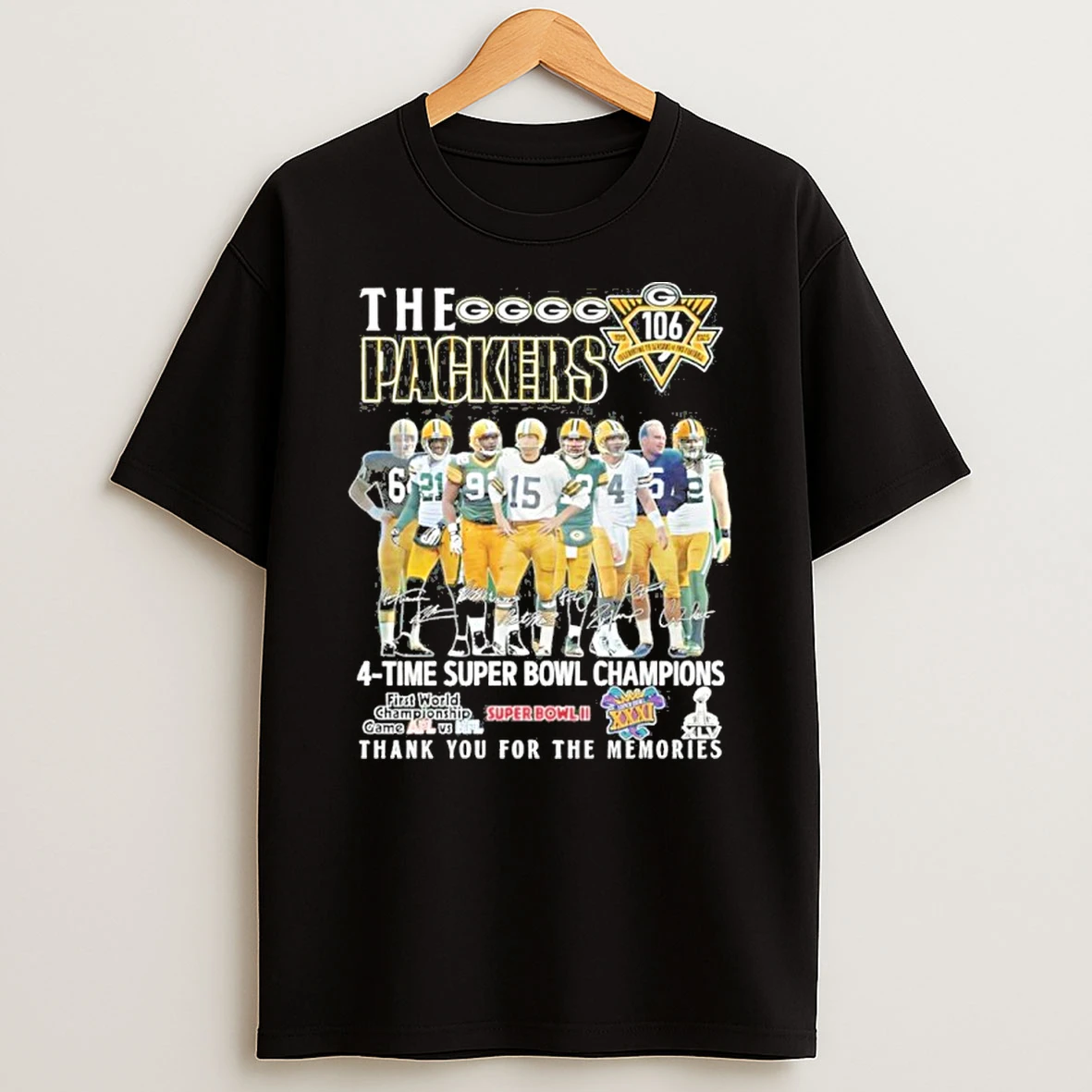 The Packers Team Player 4 Time Super Bowl Champions Thank You For The Memories Tshirt Hoodie