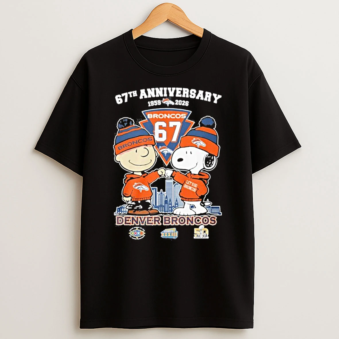 The Peanuts 67th Anniversary 1959 2026 Denver Broncos Tshirt Hoodie