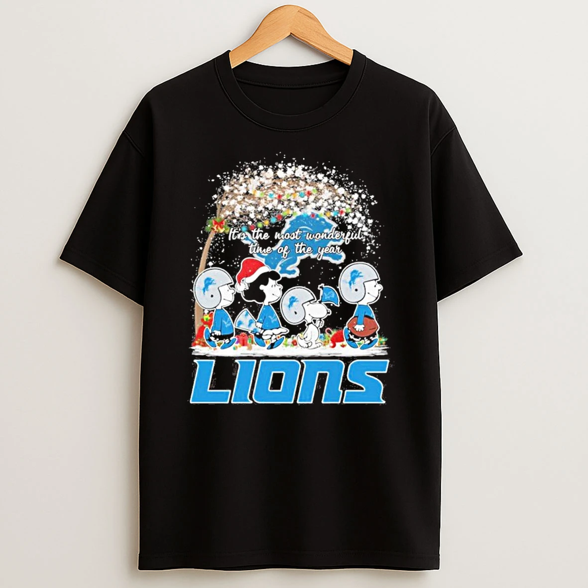 The Peanuts Its The Most Wonderful Time Of The Year Detroit Lions Christmas Tshirt Hoodie