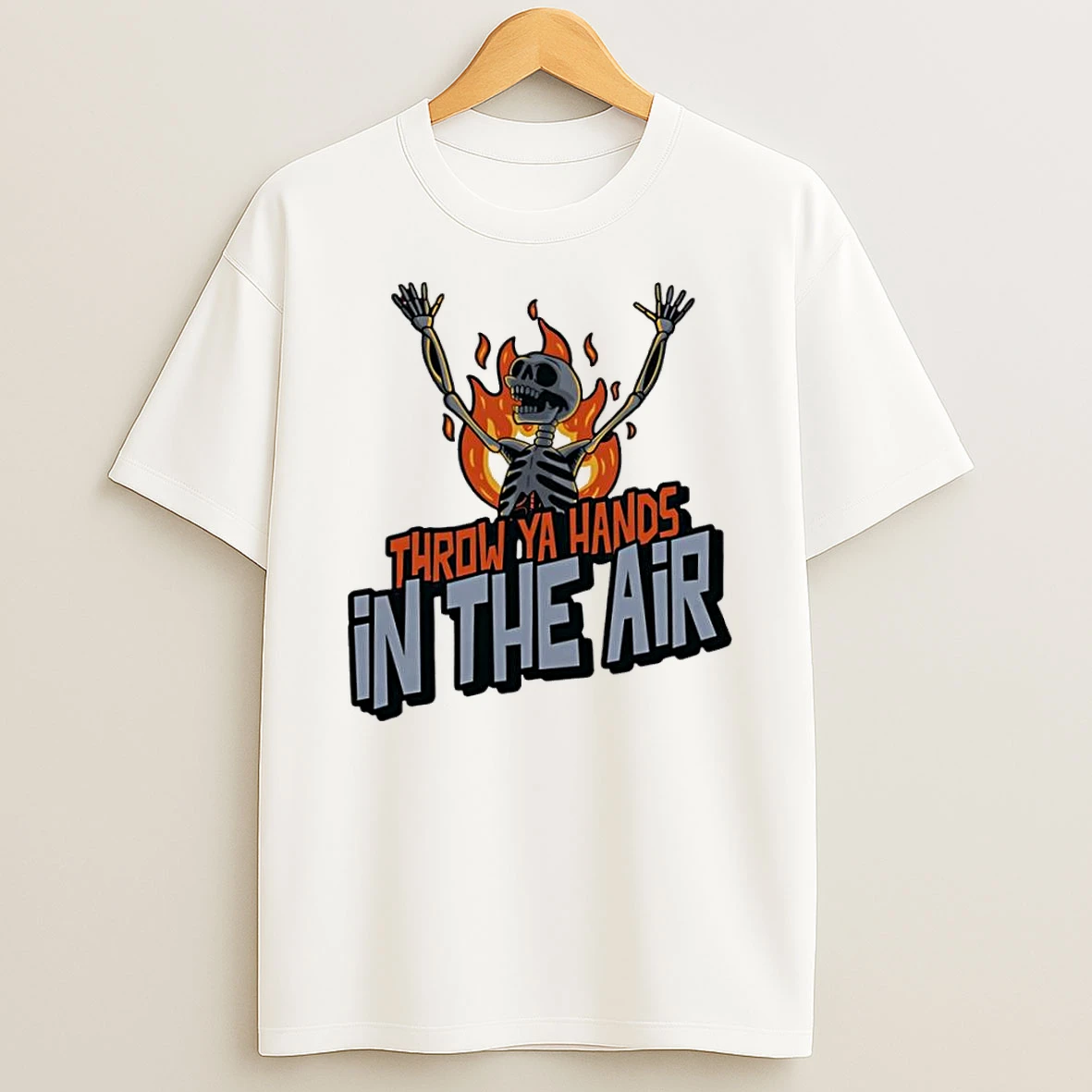 Throw Ya Hands In The Air Rock Concert Skeleton Tshirt Hoodie