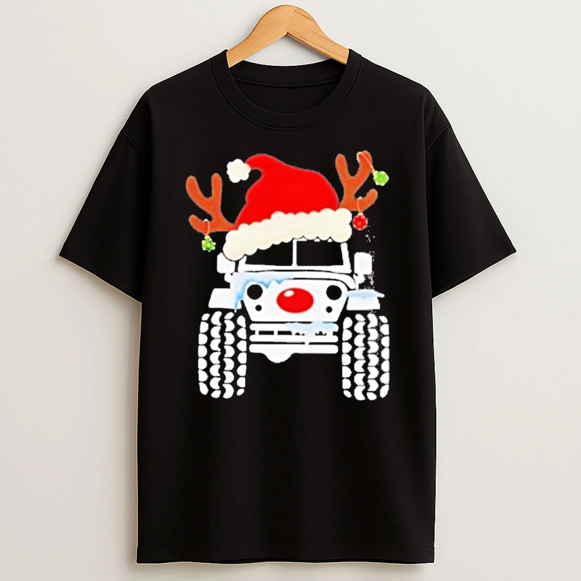 Truck Snow Hat Christmas 2024 Black Tshirt Hoodie