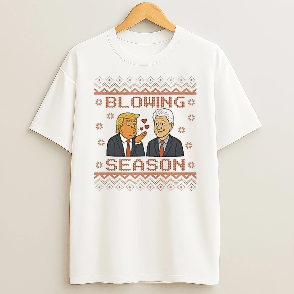 Trump And Bill Clinton Blowing Season Christmas Ugly Tshirt Hoodie