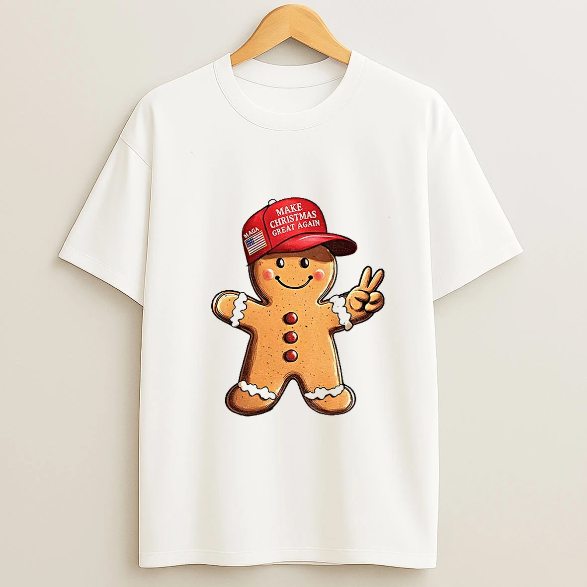 Trump Gingerbread Wearing Make Christmas Great Again Hat Maga Merry Christmas Tshirt Hoodie