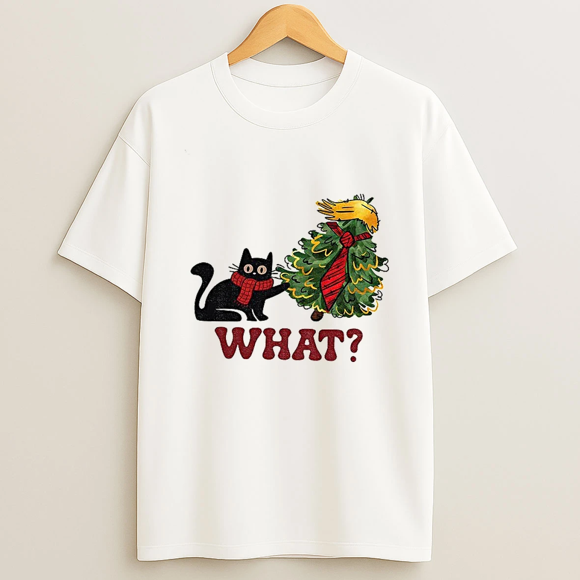 Trump Black Cat What Christmas Tree Xmas 2025 Tshirt Hoodie