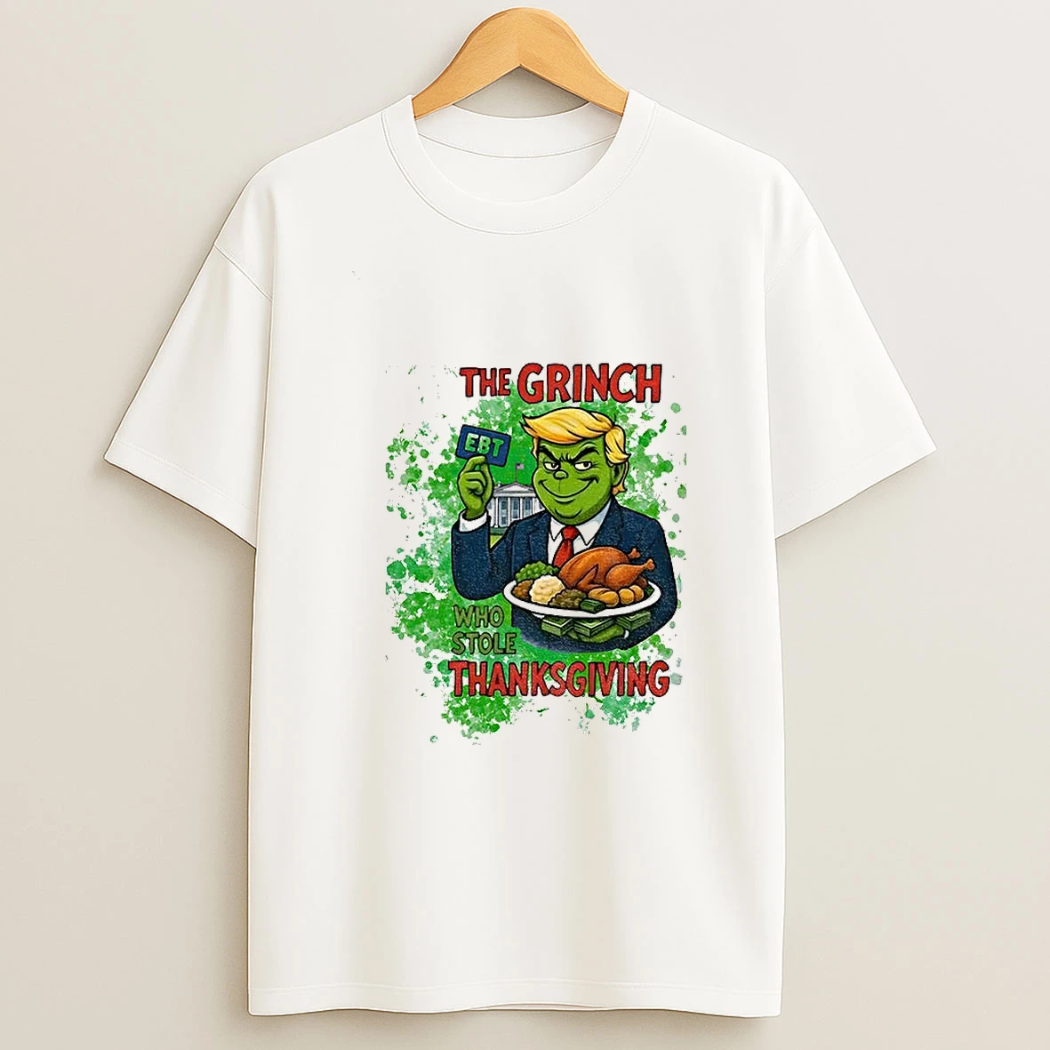 Trump X Grinch Who Stole Ebt Thanksgiving Government Shutdown 2025 Tshirt Hoodie