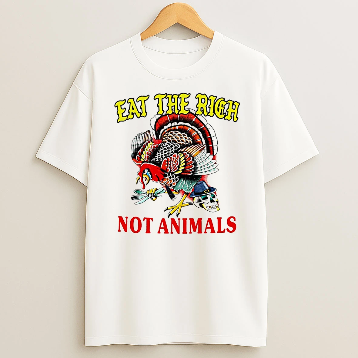 Turkey Thanksgiving Eat The Rich Not Animals Circle Tshirt Hoodie