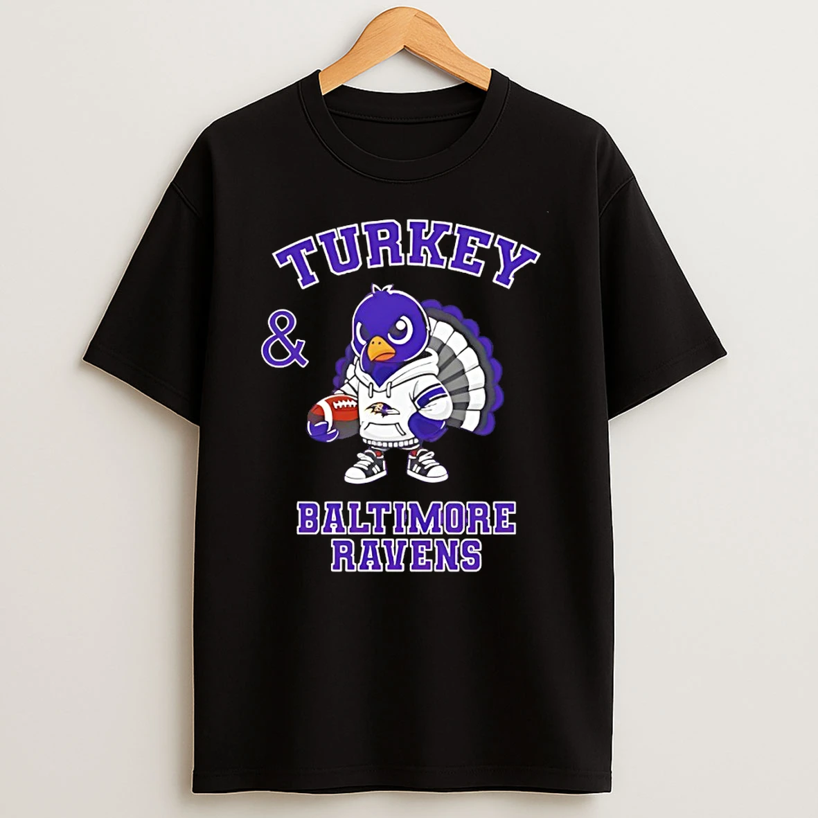 Turkey And Baltimore Ravens Football Nfl Happy Thanksgiving Tshirt Hoodie
