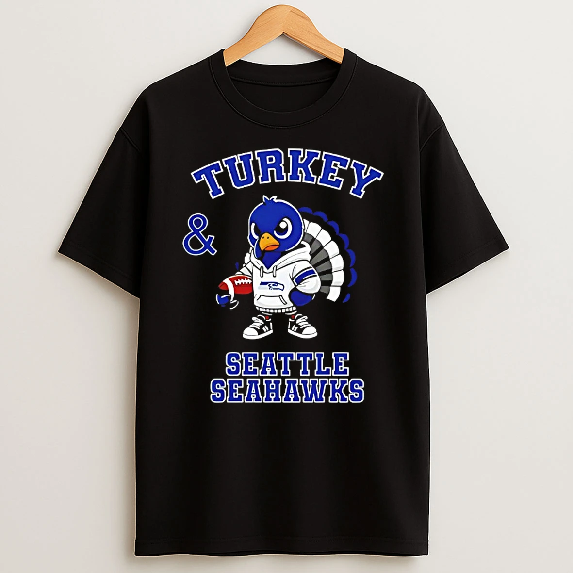 Turkey And Seattle Seahawks Football Nfl Happy Thanksgiving Tshirt Hoodie