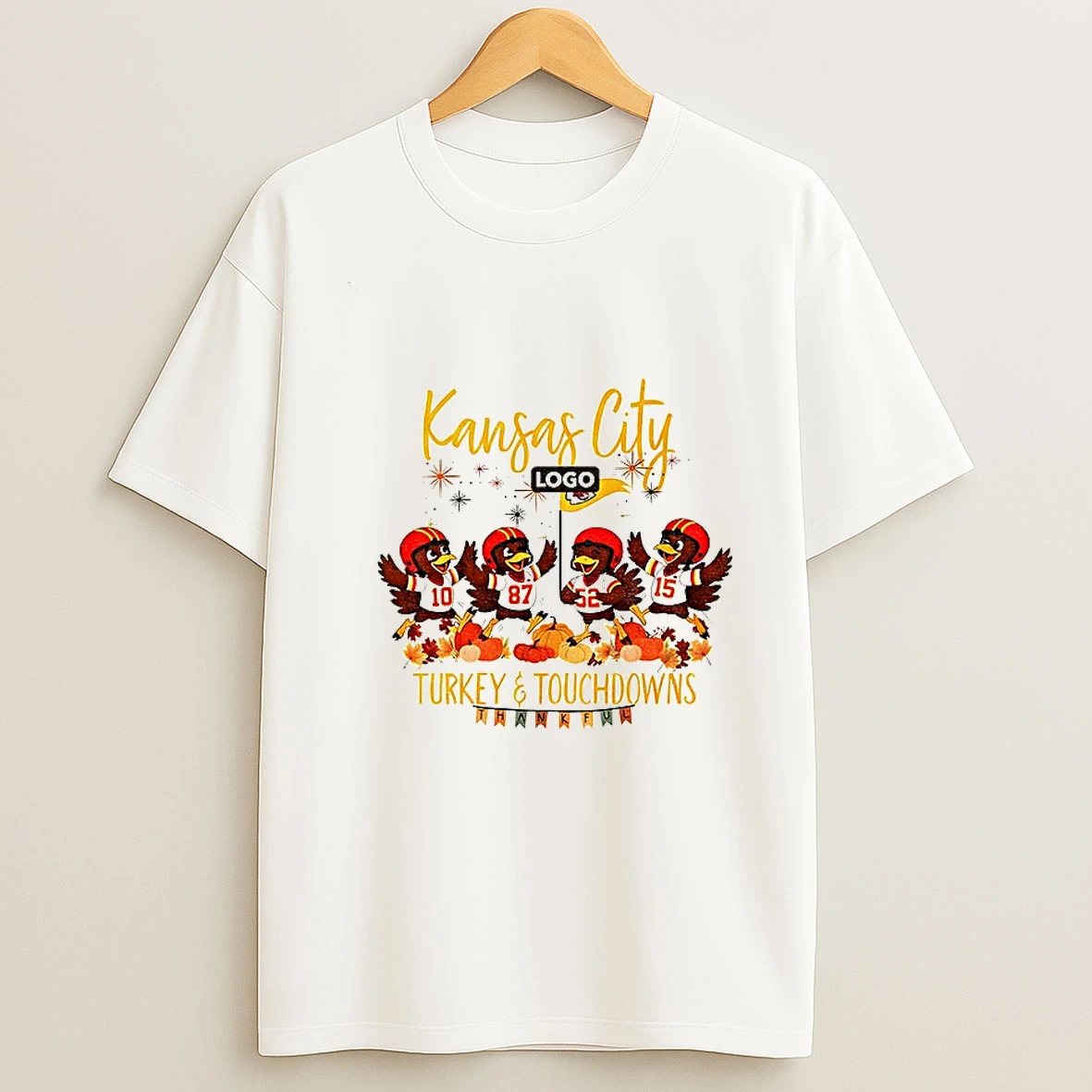 Turkey And Touchdowns Kansas City Chiefs Nfl Football Logo Thanksgiving Tshirt Hoodie